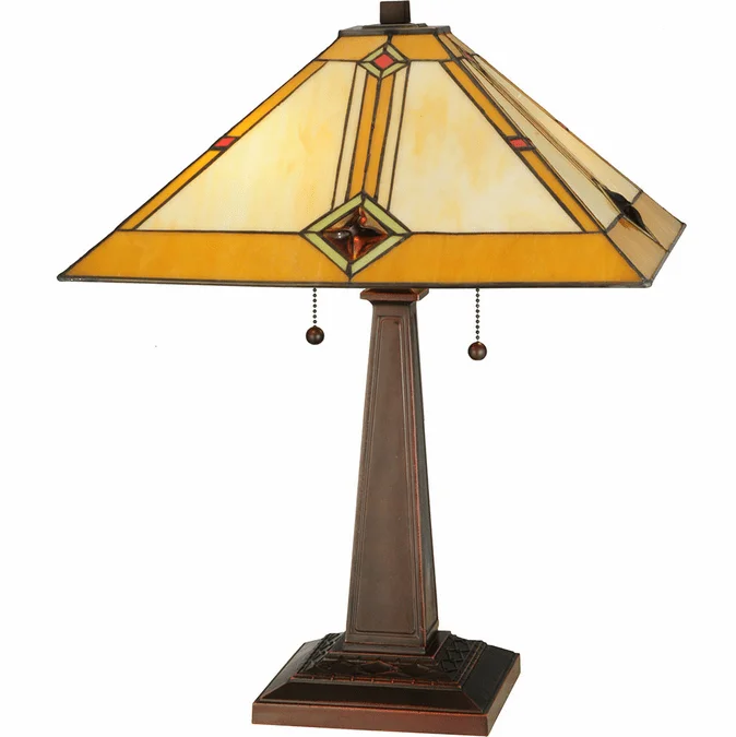 Meyda Lighting 138110 Diamond Mission Tiffany Mahogany Bronze Table Lighting