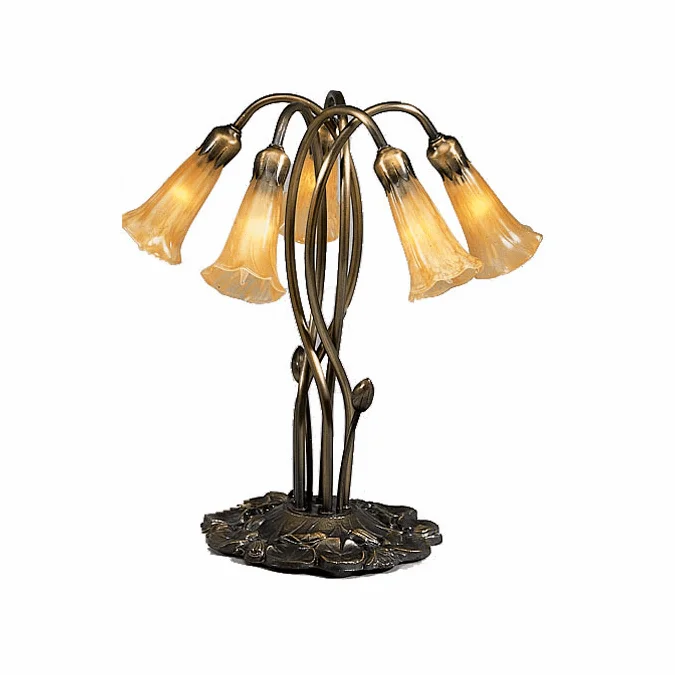 Meyda Lighting 14931 Amber Pond Lily Traditional Accent Lighting Table Lamp