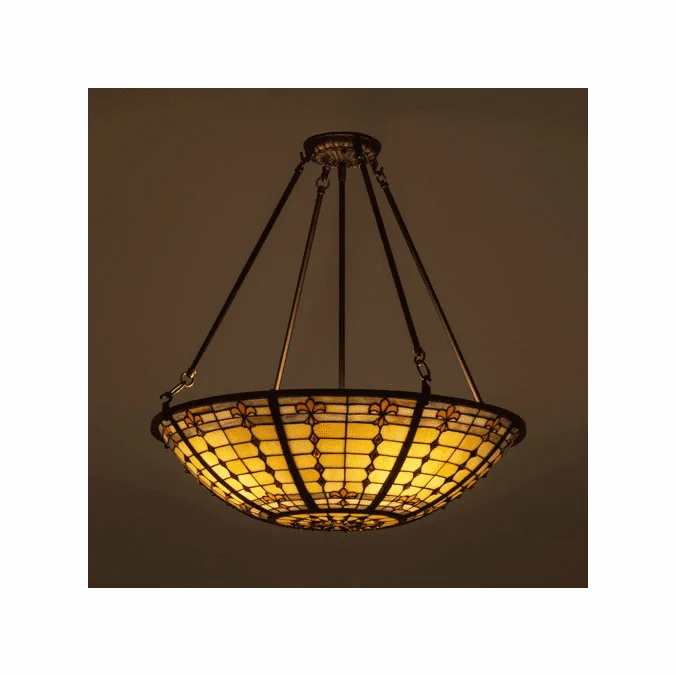 Meyda Lighting 170547 Fleur-de-Lite Tiffany Mahogany Bronze Hanging Pendant Light