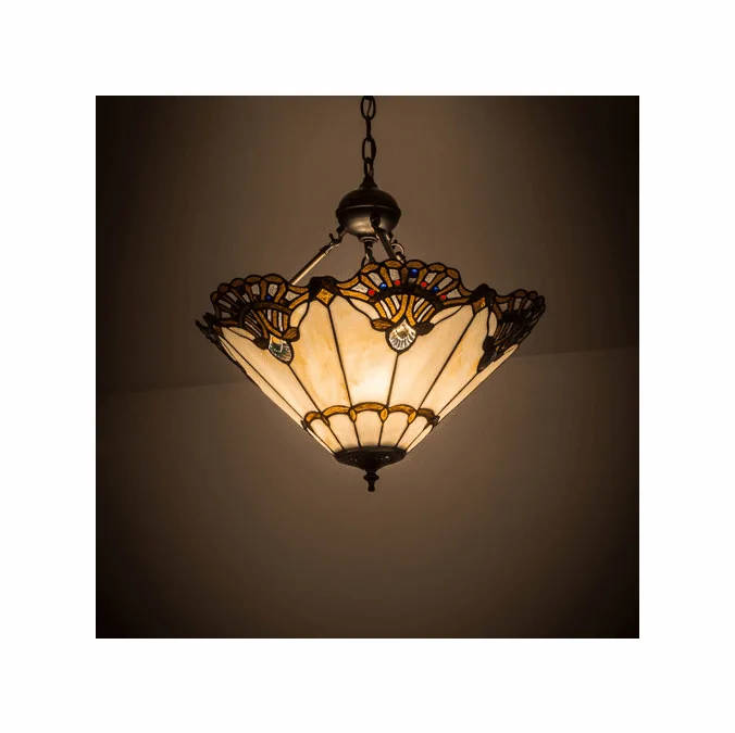 Meyda Lighting 185578 Shell with Jewels Tiffany Mahogany Bronze Lighting Pendant