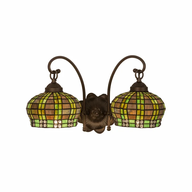 Meyda Lighting 19014 Jeweled Basket Tiffany Green/Blue Wall Sconce Lighting