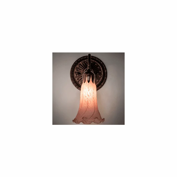 Meyda Lighting 216932 Pink Pond Lily Contemporary Mahogany Bronze Wall Lighting Fixture