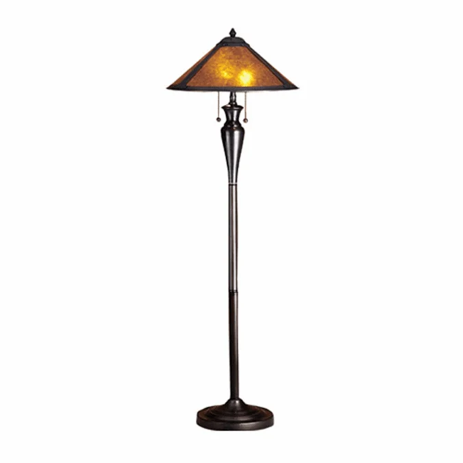 Meyda Lighting 22701 Dirk Van Erp 2 Bulb Amber Mica Floor Lamp Lighting Fixture