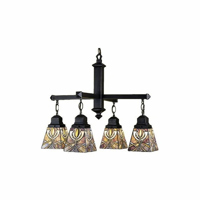 Meyda Lighting 24273 Glasgow Mission 4 Light 26 inches wide Tiffany Chandelier