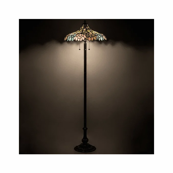Meyda Lighting 242789 Wisteria Tiffany Mahogany Bronze Floor Lighting
