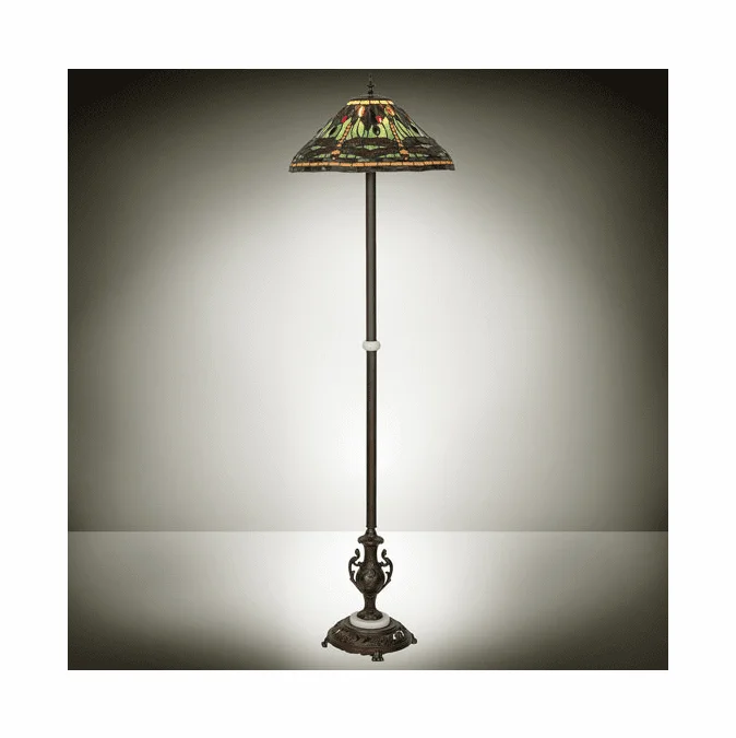 Meyda Lighting 242832 Tiffany Dragonfly Tiffany Mahogany Bronze Floor Lamp Lighting
