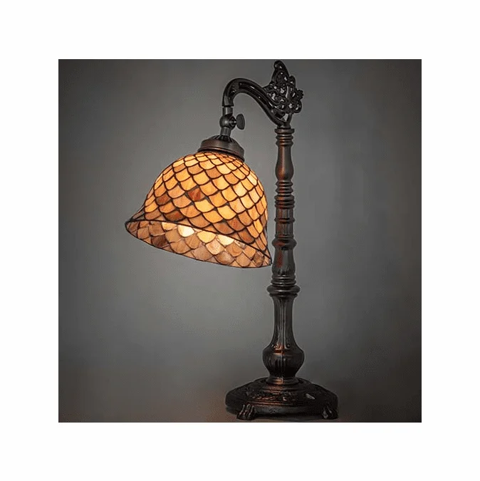 Meyda Lighting 244784 Tiffany Fishscale Tiffany Mahogany Bronze Task Lamp