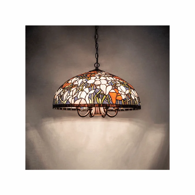 Meyda Lighting 246068 Tiffany Magnolia Tiffany Mahogany Bronze Hanging Pendant Light