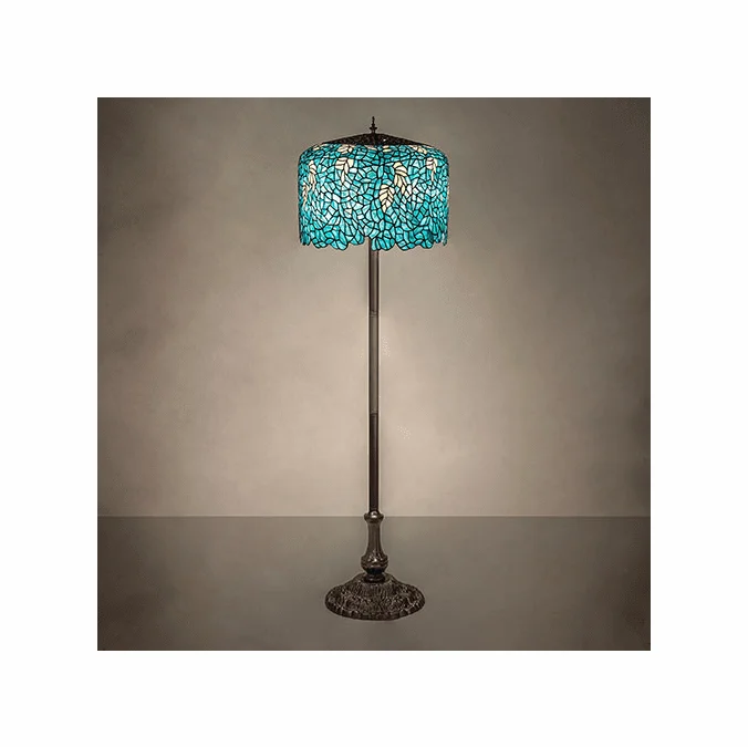 Meyda Lighting 252160 Tiffany Wisteria Tiffany Antique / Mahogany Bronze Floor Lamp Light