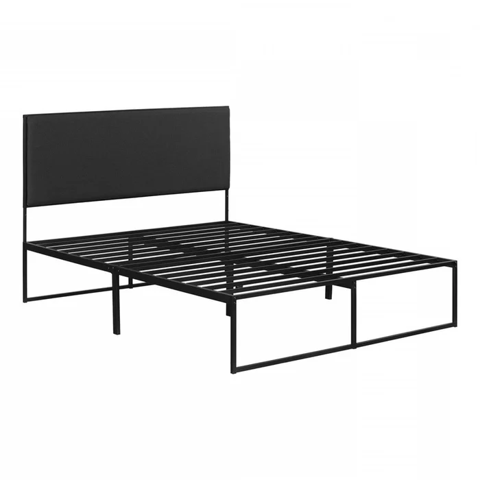 Mezzy Upholstered Metal Queen Bed Grey/Black|Grand lit rembourr Mezzy en mtal – gris et noir