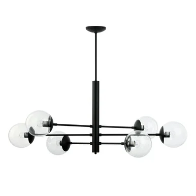 Mid-Century Six Light Linear Pendant in Black (137|373N06BL)