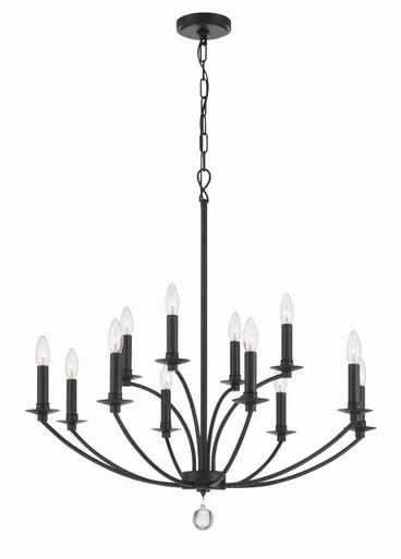 Mila 12 Light Chandelier in Black (60|MIL-8012-BK)