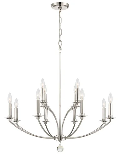 Mila 12 Light Chandelier in Polished Nickel (60|MIL-8012-PN)