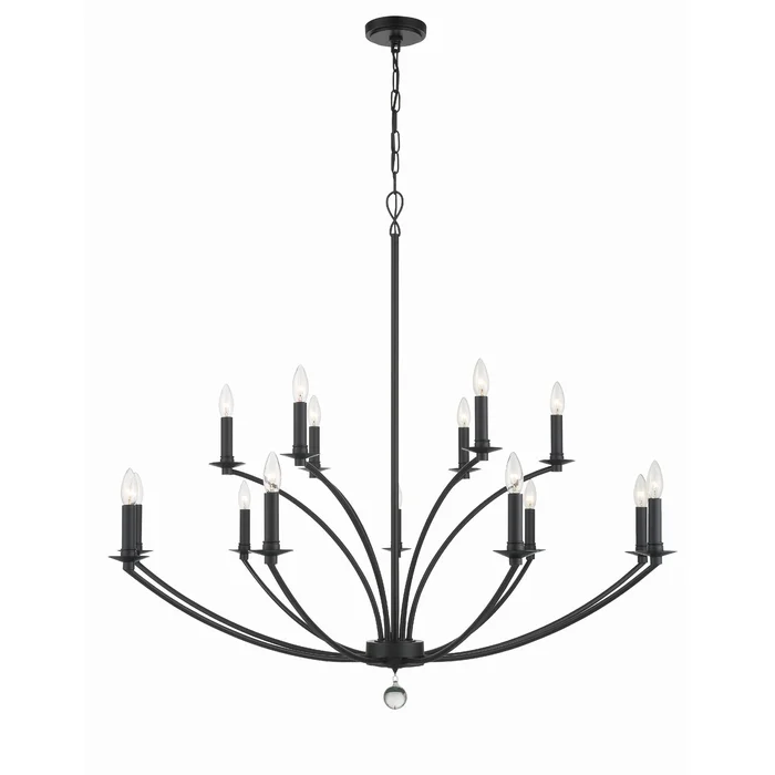 Mila 15 Light Black Chandelier 48″W x 42″H x 48″D