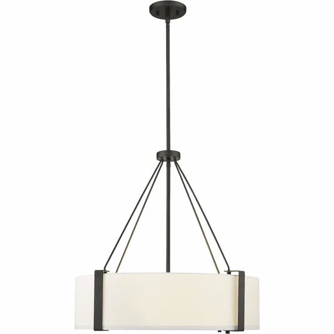 Millennium 28203-MB/WH Telfar Contemporary Matte Black/White 24″ Drum Drop Ceiling Light Fixture