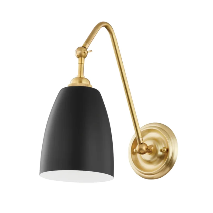 Millwood 1-Light Wall Sconce in Aged Brass/Black 6L x 6W x 13.5H