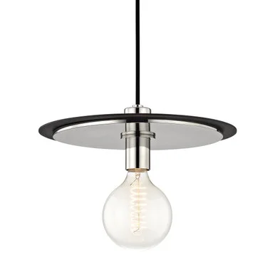 Milo One Light Pendant in Polished Nickel/Black (428|H137701L-PN/BK)