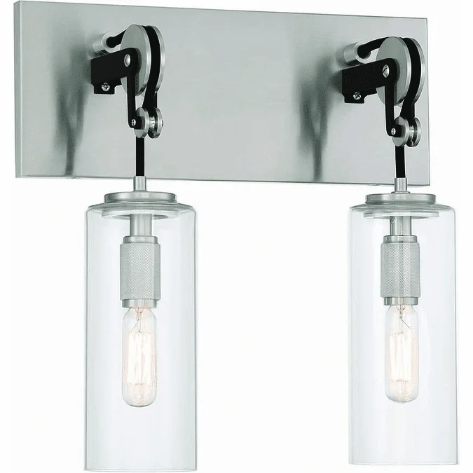 Minka Lavery 2892-691 Pullman Junction Contemporary Coal with Brushed Nickel 2-Light Bathroom Sconce