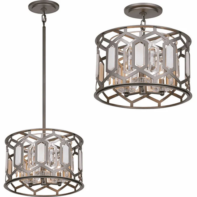Minka Lavery 3585-795 Hexly Contemporary Coal / Brass Ceiling Light / Pendant Lighting