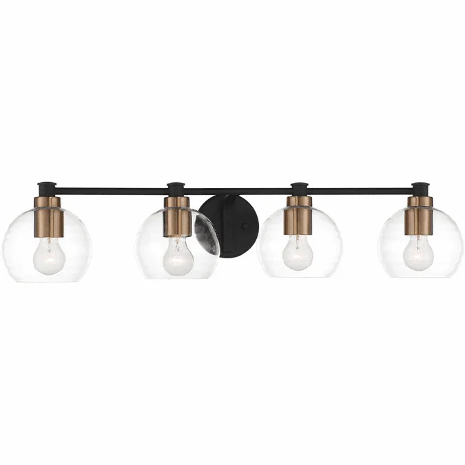 Minka Lavery 4914-653 Keyport Contemporary Sand Coal w/ Natural Brushed Brass 4-Light Vanity Light