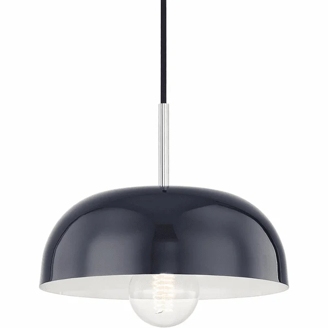 Mitzi H199701S-PN-NVY Avery Contemporary Polished Nickel / Navy Mini Pendant Lamp