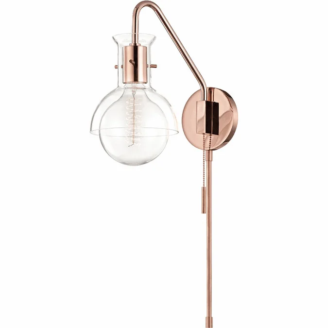 Mitzi HL111101G-POC Riley Contemporary Polished Copper Wall Sconce Lighting