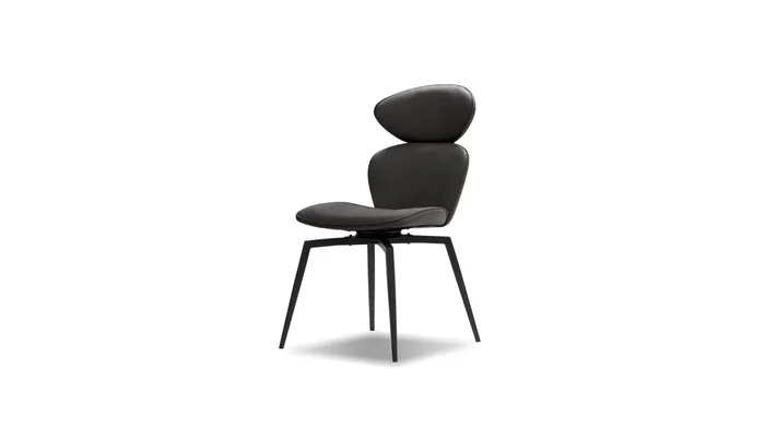 Mobital Antler Swivel Dining Chair Slate Grey Leatherette Black Powder (Set of 2) DCH-ANTL-SLGR-PCBLA