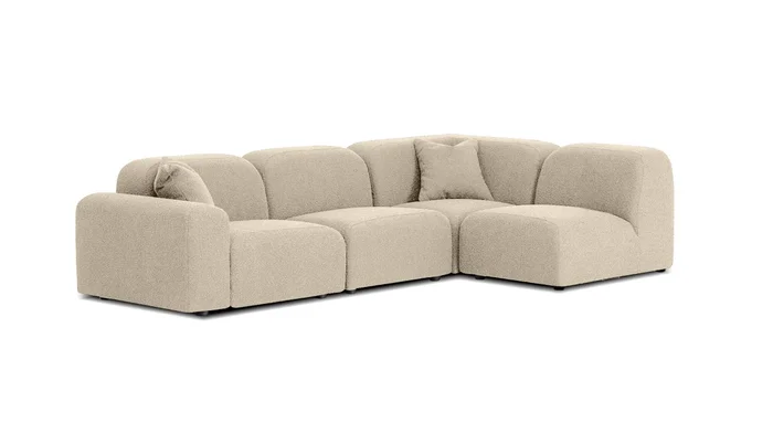 Mobital Arcos 4Pcs (Chair LAF+2X Armless+Corner) Sectional Frost Beige Fabric SEL-ARCO-FROB-4PCS