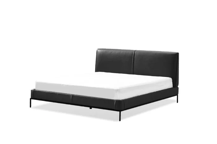 Mobital Barolo Upholsetered Bed Queen Black Leatherette BED-BARO-BLLE-QUEEN
