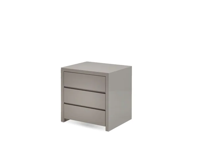 Mobital Blanche Night Table 3-Drawer Stone High Gloss/Soft Closing Drawers NI3-BLAN-STON-
