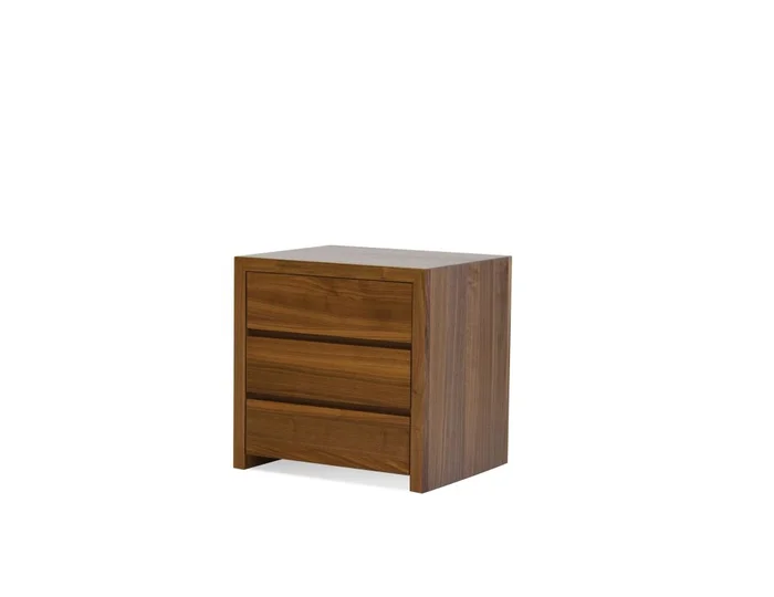 Mobital Blanche Night Table 3-Drawer Walnut Veneer/Soft Closing Drawers NI3-BLAN-WALN-