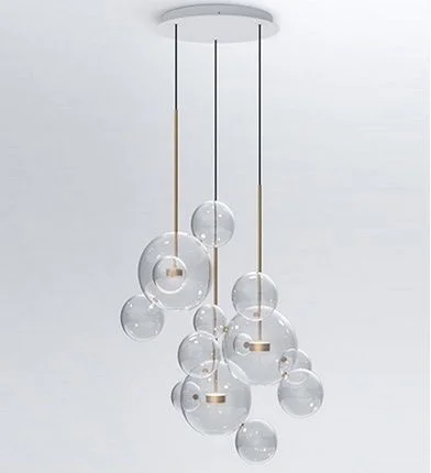 Mobital Bolle Pendant Lamp 12 Bulb Clear Glass Gold Stem ALP-BOLL-GLAS-12L