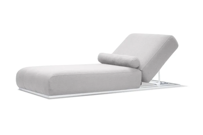 Mobital Bondi Lounger Chair Silver Grey Sunbrella Fabric White Aluminum Frame LCH-BOND-SIGR-