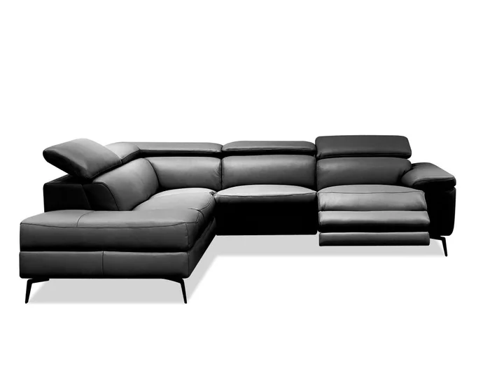 Mobital Camello LSF Chaise Sectional Black with Electric Recliner, Adjustable Headrest Mechanism LSF-CAME-BLAC-PCBRE