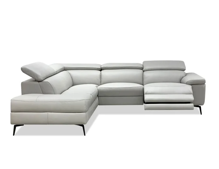 Mobital Camello LSF Chaise Sectional Silver with Electric Recliner, Adjustable Headrest Mechanism LSF-CAME-SILV-PCBRE