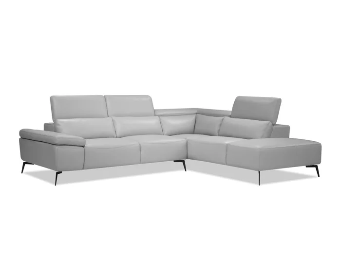 Mobital Camello RSF Chaise Sectional Silver with Adjustable Headrest Mechanism RSF-CAME-SILV-PCBL2