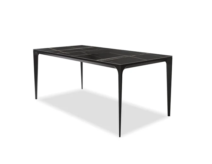 Mobital Capri Dining Table Safari Black Ceramic Top, Black Powder Coated Steel Base DTA-CAPR-SAFA-PCBLA