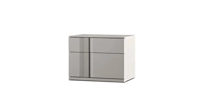 Mobital Carbon Night Table 2-Drawer LSF Stone Matte/Soft Closing Drawers NIL-CARB-MSTO-