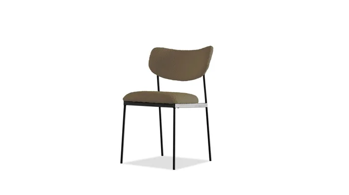 Mobital Clique Dining Chair Nude Brown Leatherette Black Powder Coated Steel Base (Set of 2) DCH-CLIQ-NUDB-PCBLA