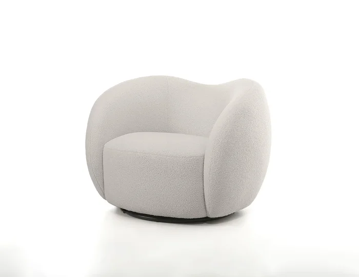 Mobital Dune Swivel Lounge Chair Cream Teddy Fabric LCH-DUNE-CREA-TEDD