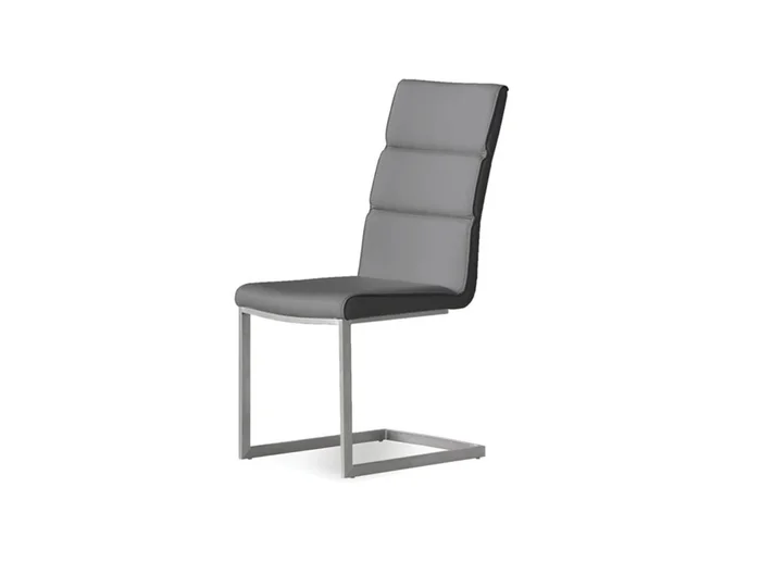 Mobital Duomo Dining Chair Grey Leatherette Brushed Legs (Set of 2) DCH-DUOM-GREY- CLOSEOUT