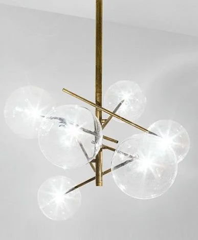 Mobital Free Floor Lamp 6 Bulb Clear Glass Polished Gold Frame ALP-FREE-GOLD-6L