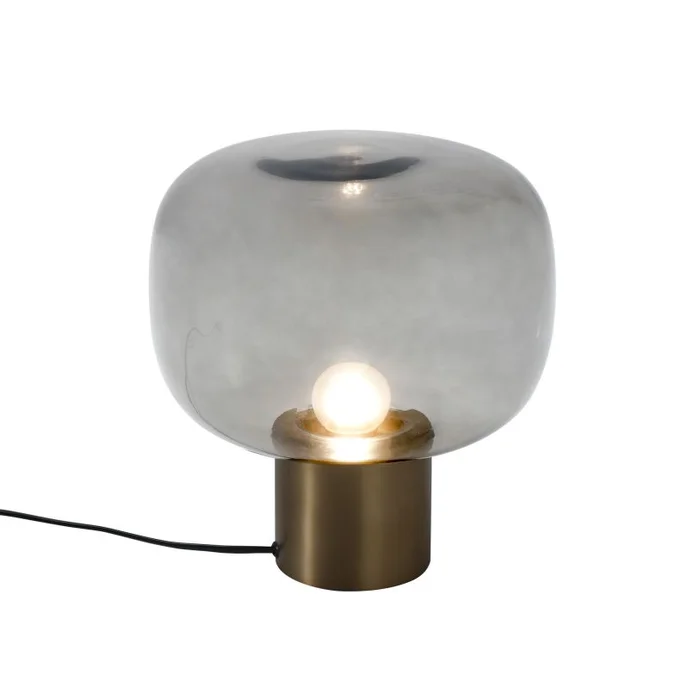 Mobital Glow Table Lamp Low Smoke Glass Matte Brass Frame ALT-GLOW-SMGR-LOW9