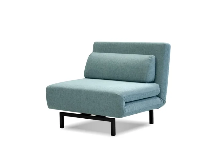 Mobital Iso Swivel Chairbed Peacock Tweed Fabric Black Powder Coated Legs CHA-ISO1-PEAC-PCBLA