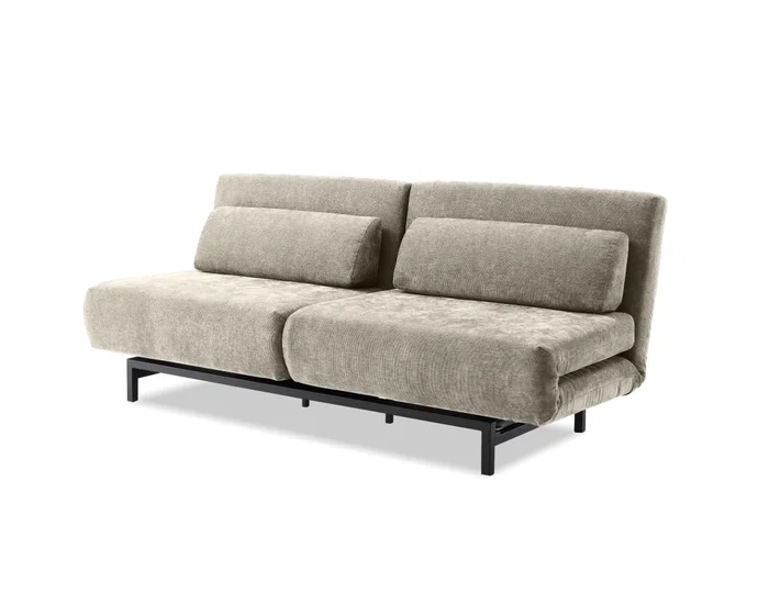 Mobital Iso Swivel Sofa-Bed Driftwood Chenille Fabric Black Powder Coated Legs SOF-ISO1-DRIF-PCBLA
