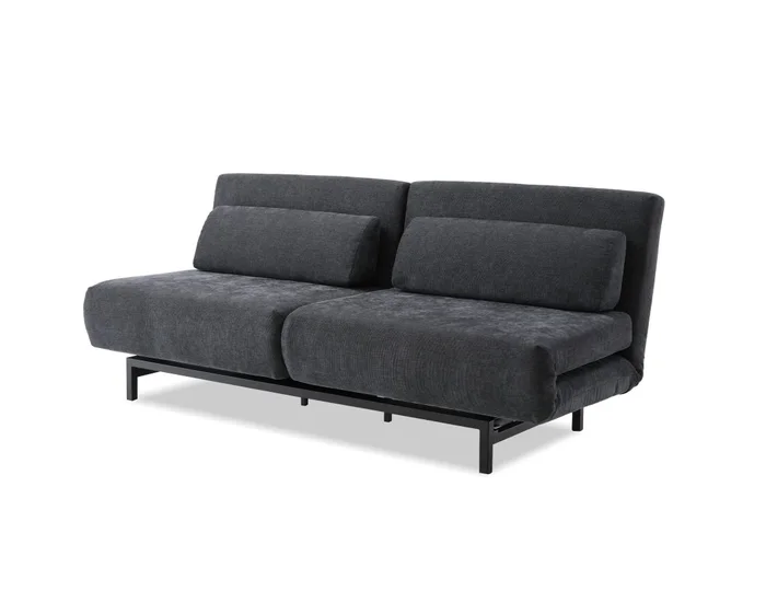 Mobital Iso Swivel Sofa-Bed Dusk Chenille Fabric Black Powder Coated Legs SOF-ISO1-DUSK-PCBLA