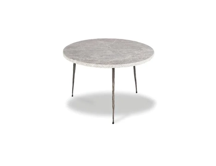 Mobital Kaii Low End Table Grey Marble Hammered Edge/Black Iron Legs WEN-KAII-GREY-LOW