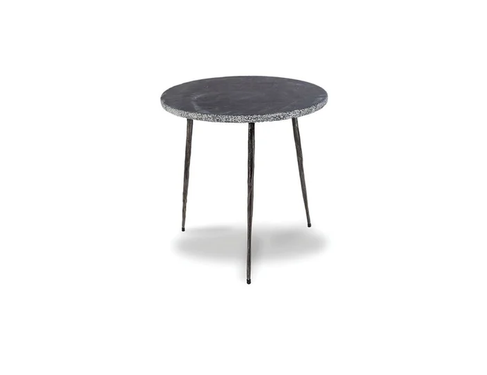 Mobital Kaii Medium End Table Black Marble Hammered Edge/Black Iron Legs WEN-KAII-BLAC-MEDIU