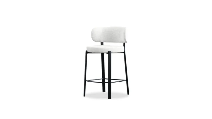 Mobital Lily Counter Stool Alabaster Hopsack Fabric Black Powder Coated Steel Base (Set of 2) DCS-LILY-ALAH-PCBLA