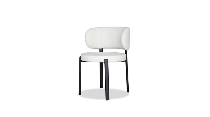 Mobital Lily Dining Chair Alabaster Hopsack Fabric Black Powder Coated Steel Base (Set of 2) DCH-LILY-ALAH-PCBLA